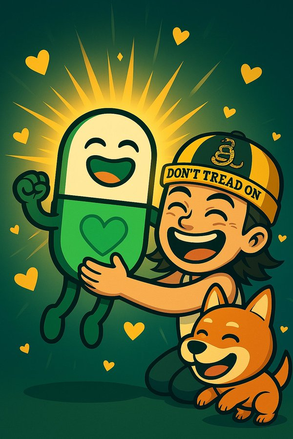 Meme of Alon happily hugging the revived Pumpfun pill